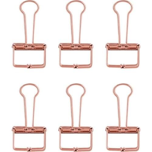 Rose gold hollowed out design binder clip for office school paper organizer stationery supply decorative metal clips