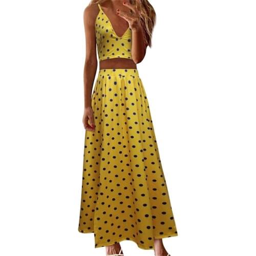 Long Midi Skirts Womens 2021Summer High Waist Pleated Skirts Holiday Fashion V Neck Crop Top and High Slit Maxi Skirt Suit falda