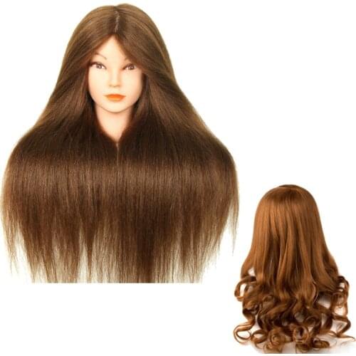 Hair Training Head Human Hair 100% Mannequins Hairdressing Doll Heads Professional Golden Hair Styling Head Nice Mannequin Model