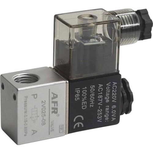 2 Way 2 Position Air Solenoid Valve 2V025-08 Normally Closed 12V 24V 220V 1/4" BSP Pneumatic Control Valve