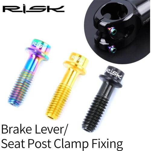 RISK 2PCS M5x18mm Bike StemTitanium Bolt Fixed Screw Hollow Urltra-Light Brake Lever/Seat Post Clamp Fixing Ti Bolts