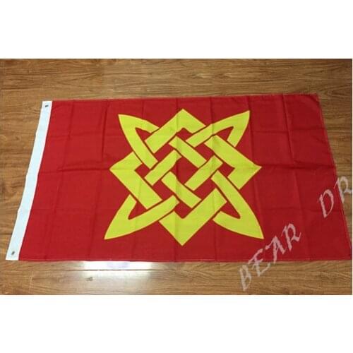 3X5FT High quality Sun Slavs Flag Polyester Russian Spinning Wheel Slavic Kolovrat Runes Banners free shipping