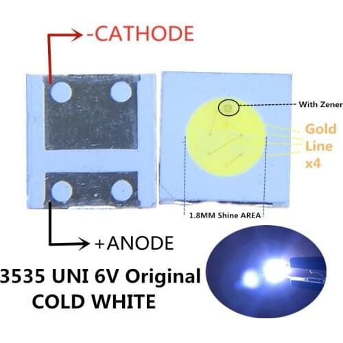 500pcs/lot For UNI LED backlight LCD TV 3535 3537 LED SMD Lamp bead bead 1W 6V 3535 1.2W Cold white UNI MSL-638DEZW-E26SC