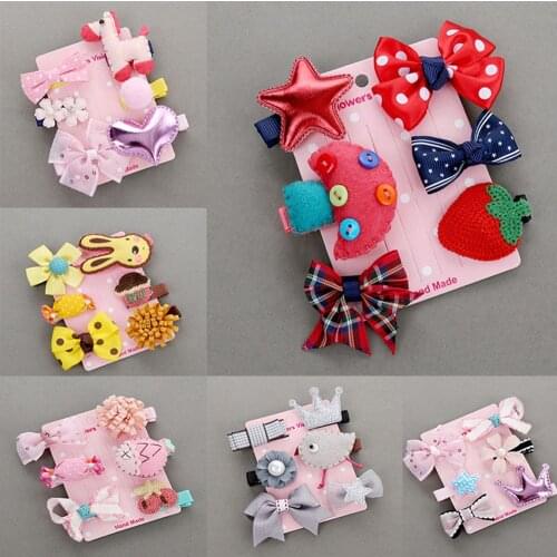 6Pcs/set Hairpin New Children Kids Hair Clip Bow Flower Mini Barrettes Star Hair accessories For Kids Girls Headwear Hot Sale