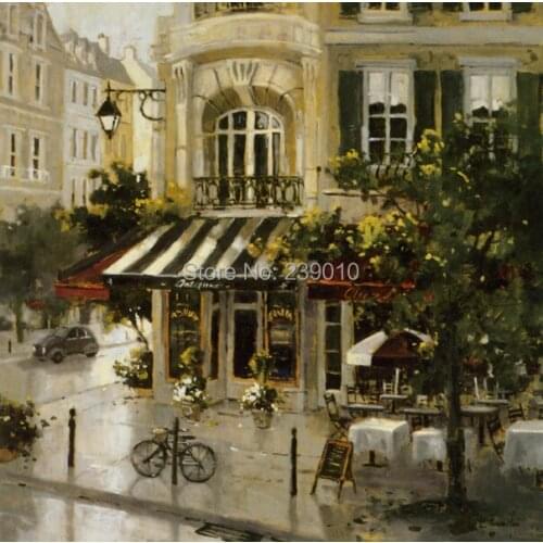 Free shipping Paris street canvas prints oil painting nostalgia style oil painting printed on canvas wall decoration pictures