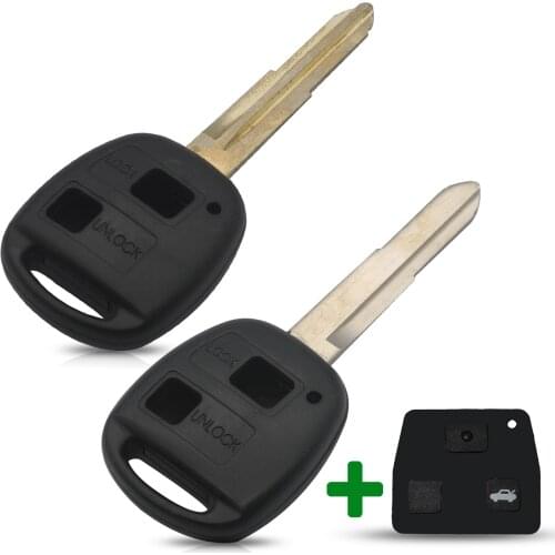 Bilchave 2 Buttons For Toyota Hiace Yaris Fob Remote Car Key Shell With Rubber Button Pad Uncut Toy41/Hu133r Blade Replacement