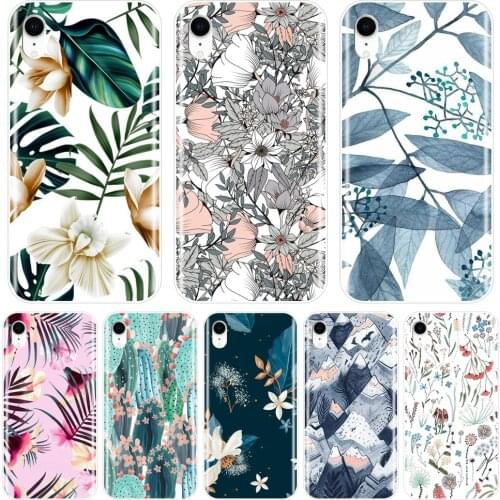 Phone Case For Apple iPhone 6 S 6S 7 8 X XR XS Max Soft Silicone Cactus Flower Floral Leaf Back Cover For iPhone 8 7 6S 6 S Plus