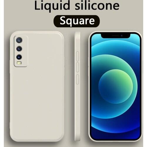 Original Square Liquid Silicone Soft Case For VIVO Y20 Y20S iqoo 7 5 3 Z1 U1 X Neo 3 5 V17Neo X30 X50 X60 Pro Phone Cover Coque