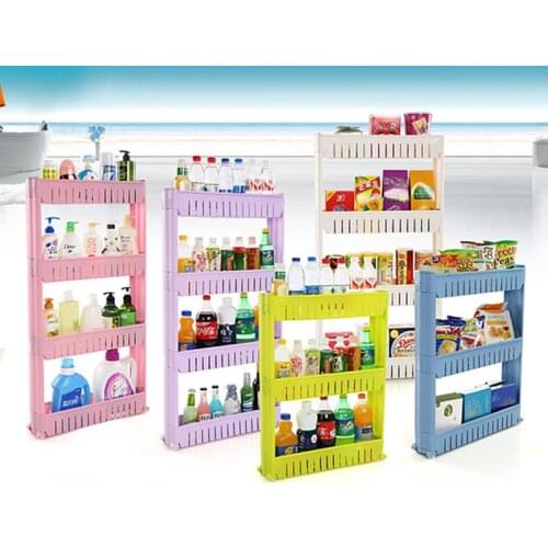 Home 2/3/4 Layer Gap Kitchen Storage Rack Shelf Slim Slide Tower Movable Assemble Plastic Bathroom Storage Organizer rack