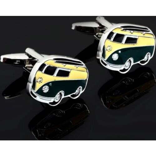 Hot Sale high Quality French Suit Shirt Button Car Series Bus Cufflinks Wedding Party Gift yellow green Cufflinks For Mens