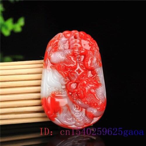 Red Jade Toad Pendant Jewelry Natural Men Fashion Amulet Gifts Necklace Jadeite Women Carved Charm Chinese