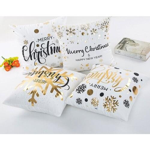 Marble Christmas Snowflake Pattern Letter Decorated Black White Pillow Case Gift Pair Pillow Office Decorative Pillow Case30