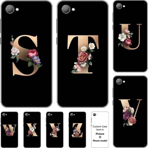 Flower 26 English Name Letters Custom Initial Case For HTC Desire 12 Soft Silicone Cover