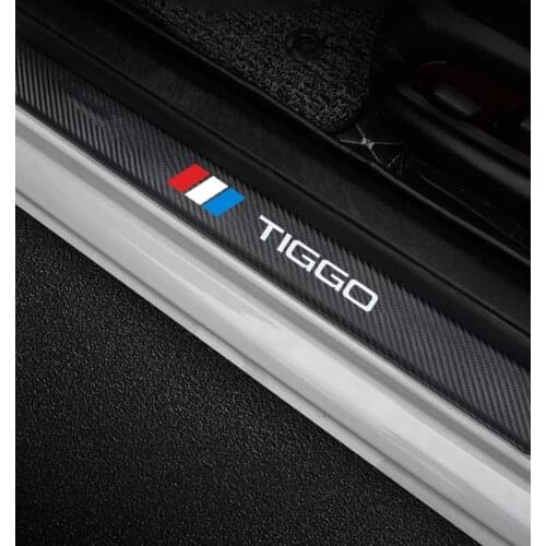 4pcs car Sticker door carbon leather Fiber Sill Plate For CHERY TIGGO 3 4 5 7 PRO 8 stickers Accessories Protector Decals