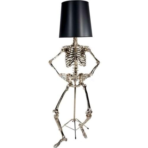 Fantastic Bones Floor Lamp Chrome Black Resin Fabric Funny Light For Haunted house Home Christmas Eve Decor Floor Lights FA025
