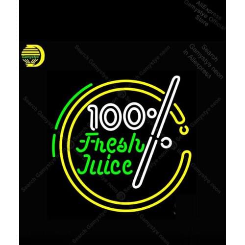 Neon sign For 100 Percent Fresh Juice Neon Bulb sign Business display Iconic Handcraft Lamp neon signs for home Pet Shop Sign