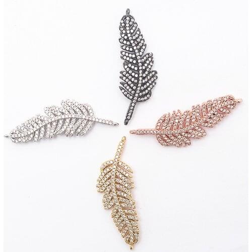 2021 New Style Diy 4 color Optional Copper Bottom Zircon Leaf Jewelry Connector High-end Jewelry Special Accessories