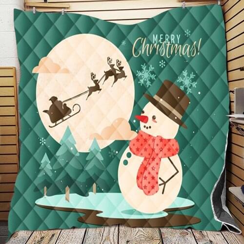 Merry Christmas Holidays Happy New Year Quilt Blanket