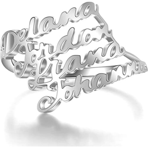 Noelia Personalized Multiple Name Ring Adjustable Stainless Steel Ring Custom Name Ring Unique Jewelry Gift for Mom Sisters