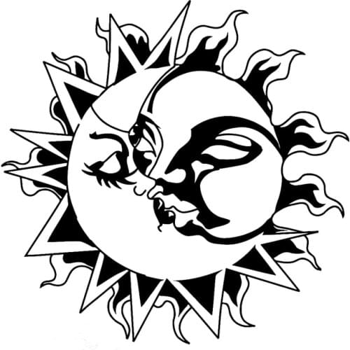 Sun Kissing Moon Romantic Decals High Quality Car Window Decoration Personality Pvc Waterproof Decals Black/white, 18cm*18cm