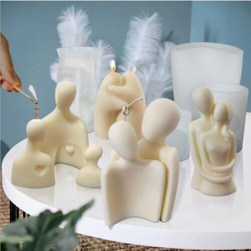 3D Portrait Silicone Candle Mold Warm Hug Family Ornaments DIY Fragrant Soap Making Tool Home Crafts Decoration