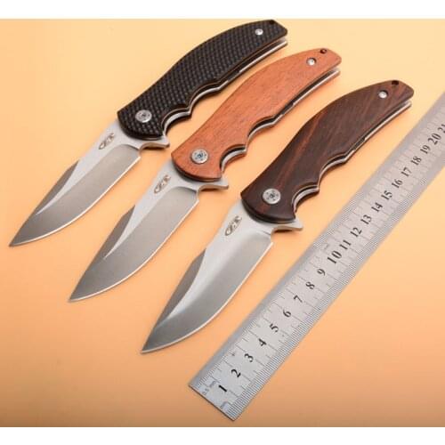 New ZT06060 folding pocket outdoor camping knife tiger pattern 440c blade steel handle hunting tactical survival knives EDC tool