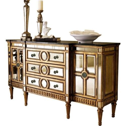 Antique wooden European Living Room Locker wine Cabinet console buffet for Sale xqd003