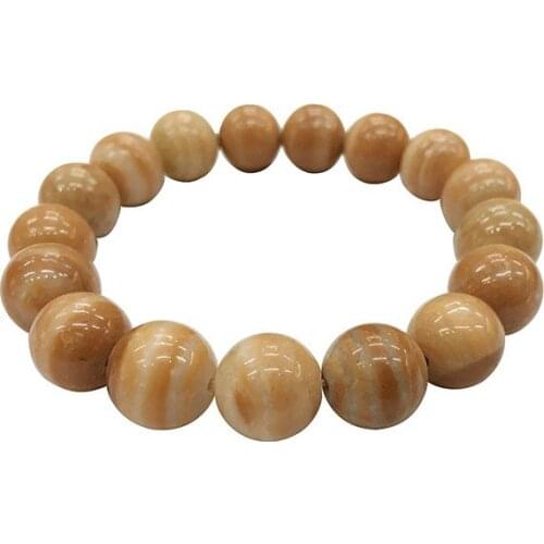 Trendy Natural Stone Love yellow Bead Bracelet Vintage Charm Round Chain Beads Bracelets Jewelry For Women Friend Gift 10mm