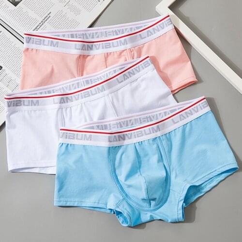 3 Piece Men Underwear Cotton Boxer Shorts Sleep Bottoms Plus Size Underpants Calzoncillos Hombre Boxer Panties Sleepwear Trunks