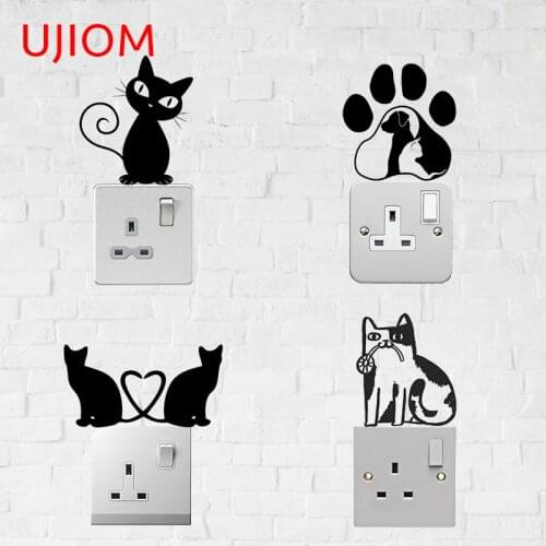 UJIOM Lovely Cat Home Bedroom Living Room Decor Waterproof Wall Stickers Bathroom Kitchen Decor Poster Vinyl Wallpaper Decal
