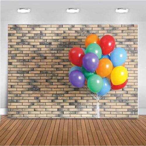 Unique Brick Wall Bunch Of Balloon Decoration Photography Background Kids Adult Portrait Art Photo Backdrops For Birthday Table