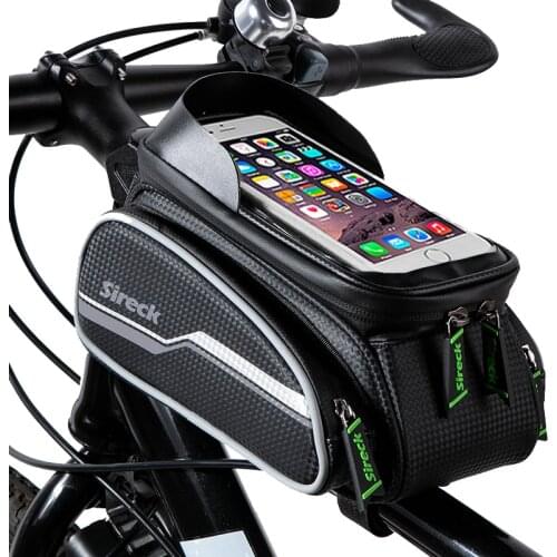 Sireck Bike Bag Nylon Rainproof Bicycle Bag 6.0 Touchscreen Bike Phone Case Cycling Front Tube Saddle Bag Bicycle Accessories