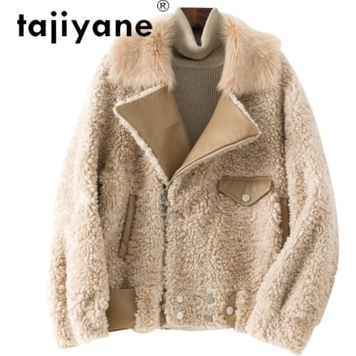 Coat Fur Real Women 2021 100% Wool Jackets Woman Natural Sheep Fur Collar Jackets Female Coats Short Abrigo Mujer TN785