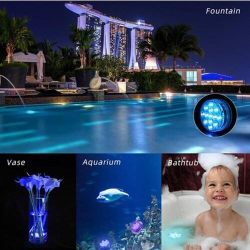 10 LED Multi Color Party Lamp Swimming Pool Light LED-Light Remote Control IP68 Underwater Light Waterproof