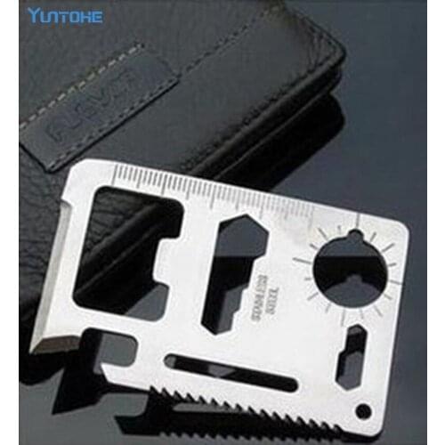 100pcs 11 in 1 Emergency Outdoor Multi Tool Army Marine Military Hunting Survival Kit Pocket Credit Card Knife