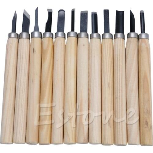 12Pcs Professional Wood Carving Hand Chisel Knife Tool Set Woodworkers Gouges