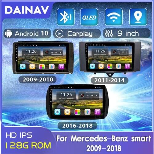 2 Din 9inch Android 10.0 Car GPS Navigation Carplay Multimedia stereo Player For BENZ SMART 2009-2018 Car Radio head unit