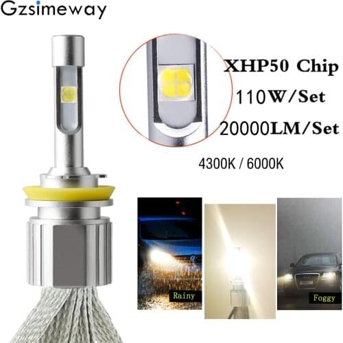 2PCS 9005 HB3 LED Headlight H4 H7 H1 H11 HB4 9012 D4S D2H D2S Bulbs XHP50 110W 20000LM 4300K 6000K H3 H8 881 Car Light Fog Lamps