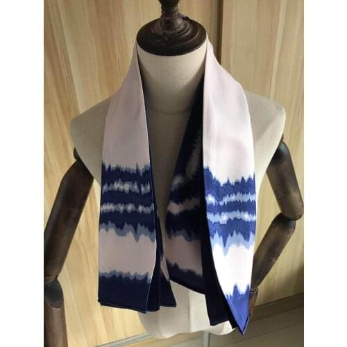 2020 New Arrival winter brand blue 100% silk scarf 90*90 cm square shawl hand made roll wrap for women lady free shipping