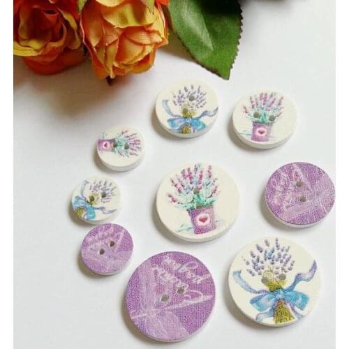 50pcs 15mm/20mm/25mm Round Flower Wooden buttons Scrapbook for Crafts Handmade Home Decoration Supplies