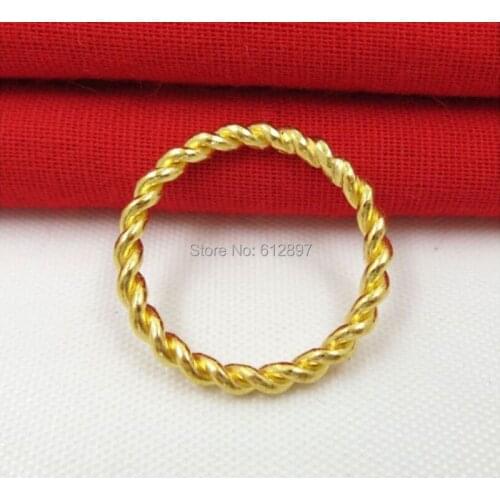 999 Solid 24K Yellow Gold Ring / dough twist Ring / 2.68g Ladys Weijie Us Size 5