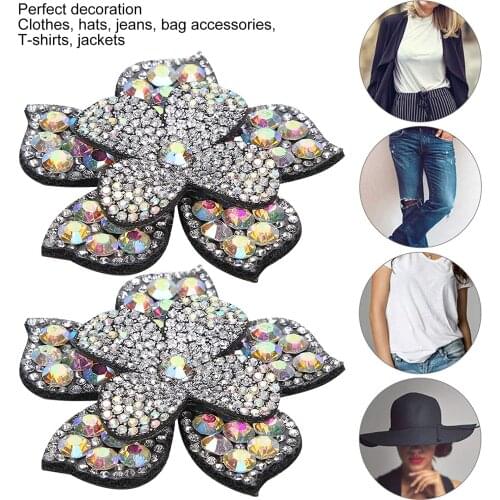 Sew On Crystal Patches Elegant Hair Accessories Rhinestones 3D Flowers Diy Shoes Fashion Cloth Stickers Diamond Dress Brooches