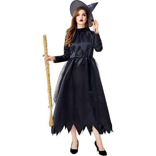 Black Witch Costume Cosplay For Adult Halloween Costume For Women Carnival Performance Party Suit Dress Up