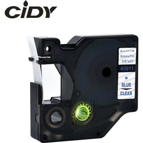 Cidy 40911 Compatible Dymo D1 manager 9mm Blue on clear for Dymo Label Printer label tape for Dymo label manager LM 160 280