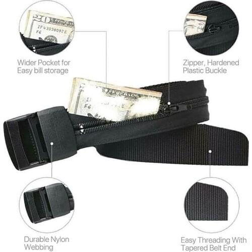 Travel Security Belt Invisible Money Pouch Money Wallet Pockets Waist Belt RW