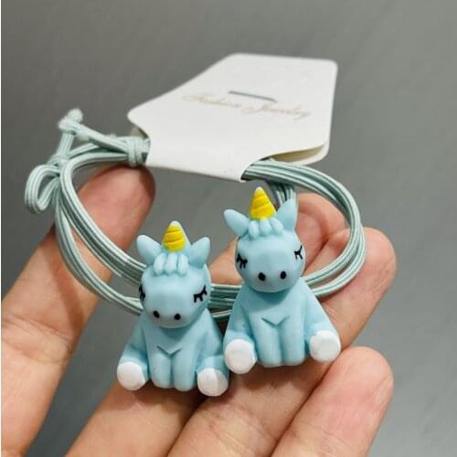2Pcs Cute Animals Unicorn Panda Rabbit Headwear Kids Cartoon Elastic Hair Bands Baby Headdress Children Ropes Girls Accessories