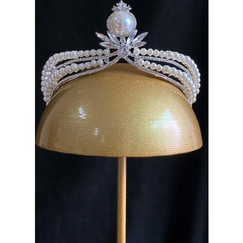 Classic Wedding Crown Bridal Headband Crown Queen Tiara Handmade Crystal Pearls Hairband Party Hair Accessories bijoux cheveux