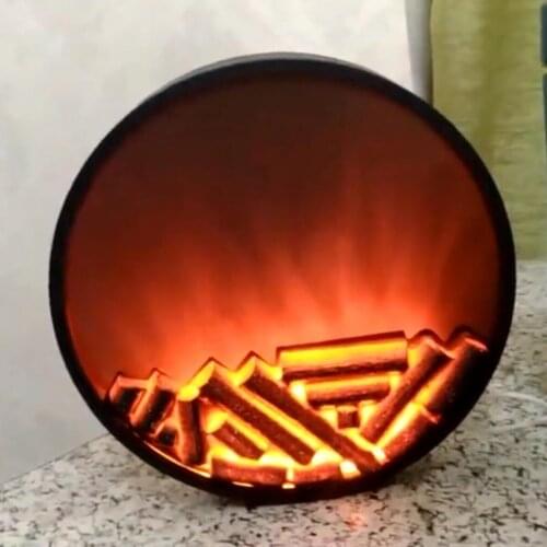 Round LED Flame Light Wall Lamp Night Light For Home Christmas Party Decor Lamp Night Light For Home Bedroom Decor