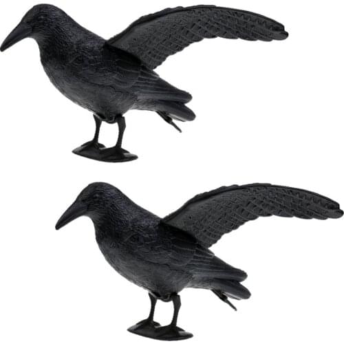 Set of 2 Full Body Crow Raven Hunting Decoys Scarer Hunter Greenhand Gear