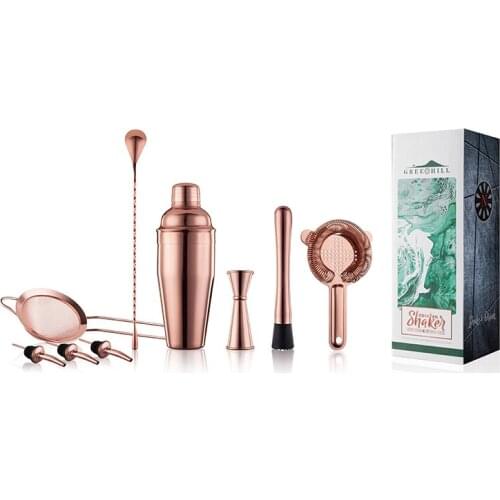 Premium Cocktail Shaker Kit - Bartender Set / 750ML Cobbler, Jigger, Spoon, Pourers, Muddler & Strainers